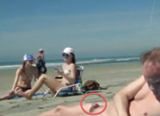 Two chicks making fun of a micropenis at the beach