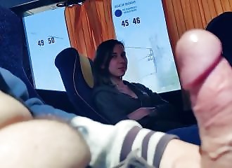 Teen caught me and suck my dick in a bus