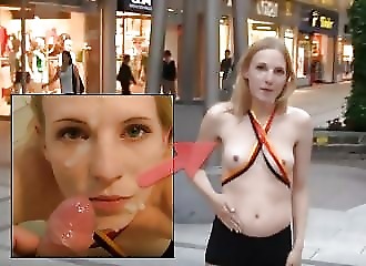 She walks around town with semen all over her face!